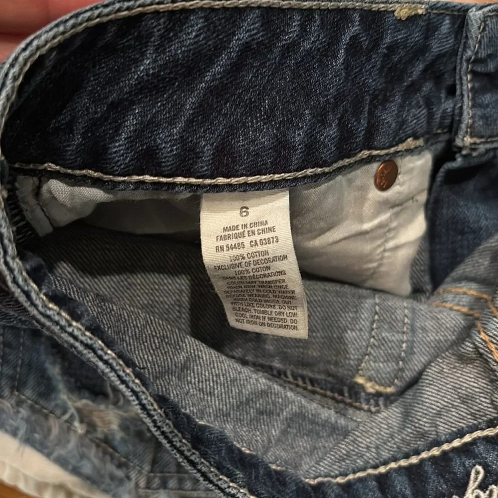 American Eagle Outfitters Blue and Gold Jean Shorts Distressed - Picture 5 of 5